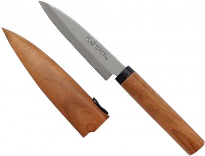 Couteau à fruit KAI avec fourreau en bois